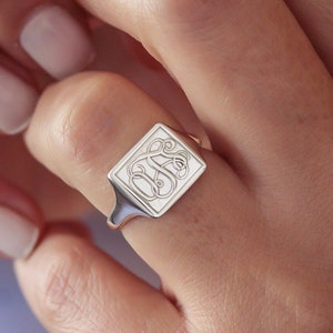 Square Monogram Ring-personalized Signet Ring-personalized Jewelry ...