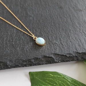 Gold Larimar Necklace Perfect Size Necklace-Larimar Jewelry-Birthstone Necklaces-February March August Birthstone Necklace-Gift For Her image 8