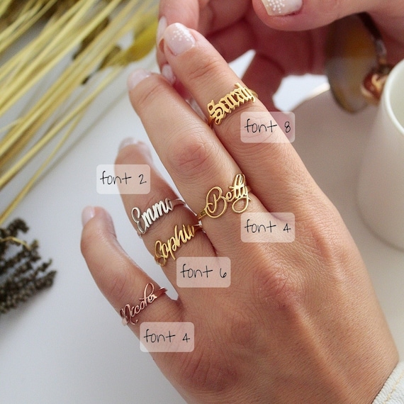 Stainless Steel Three Finger Ring Custom Name Rings Personalized 3D Name  Jewelry Family Ring For Men Women Couple Gift - AliExpress
