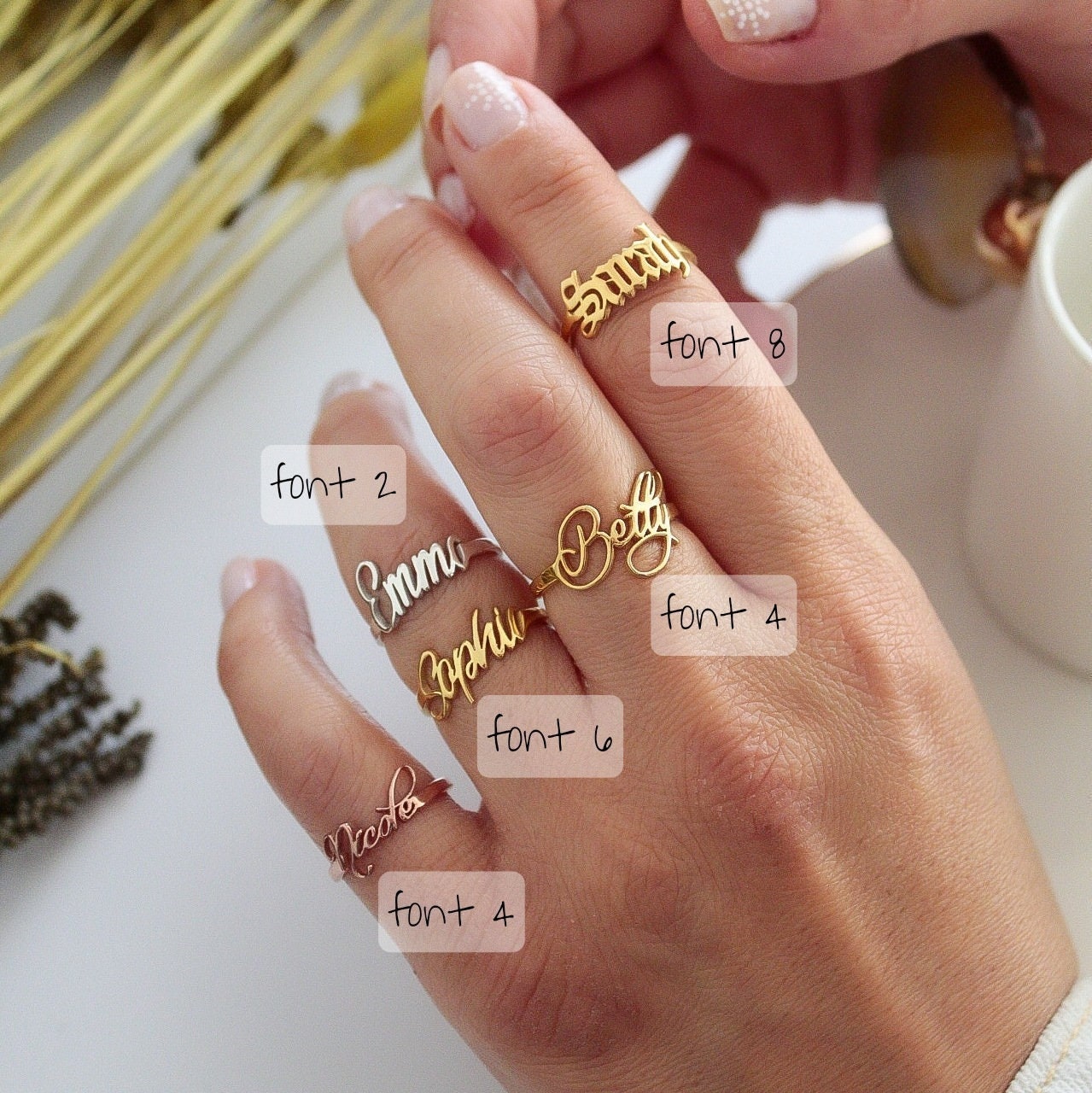 Double Name Ring Two Name Ring in Sterling Silver, Gold and Rose Gold  Personalized Gift for Mom Best Friend Gift RM75F68 - Etsy