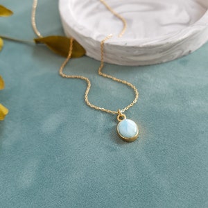 Gold Larimar Necklace Perfect Size Necklace-Larimar Jewelry-Birthstone Necklaces-February March August Birthstone Necklace-Gift For Her image 5