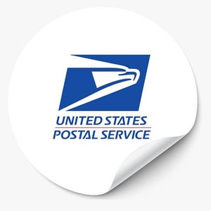 May include: A white circle with a blue eagle logo and the text "UNITED STATES POSTAL SERVICE" in blue and red.