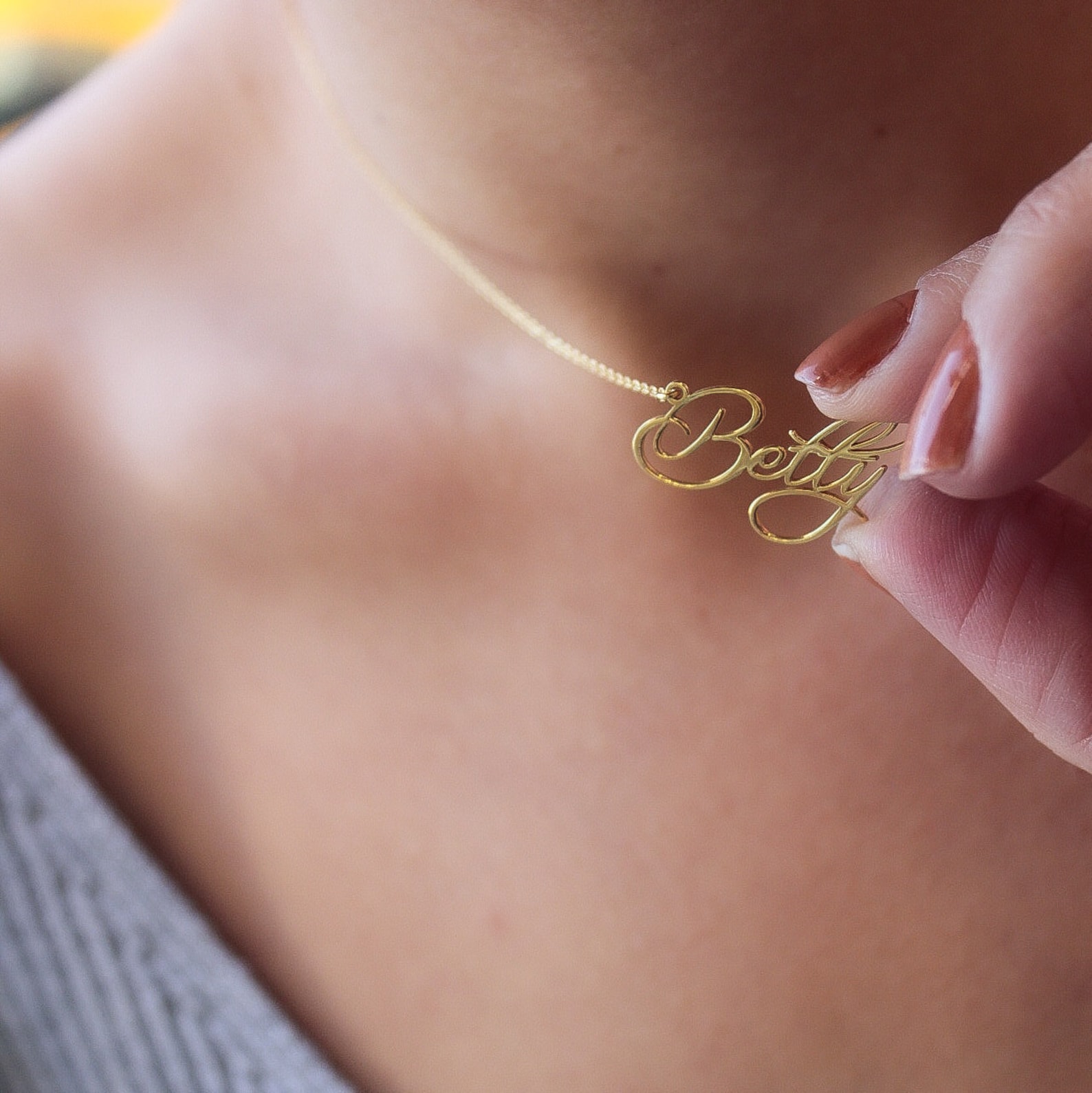 14K Solid Gold Name Necklacereal Gold Name Necklacename Necklace Gold