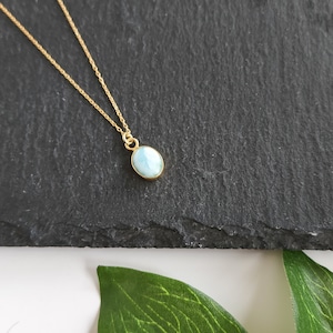 Gold Larimar Necklace Perfect Size Necklace-Larimar Jewelry-Birthstone Necklaces-February March August Birthstone Necklace-Gift For Her image 7
