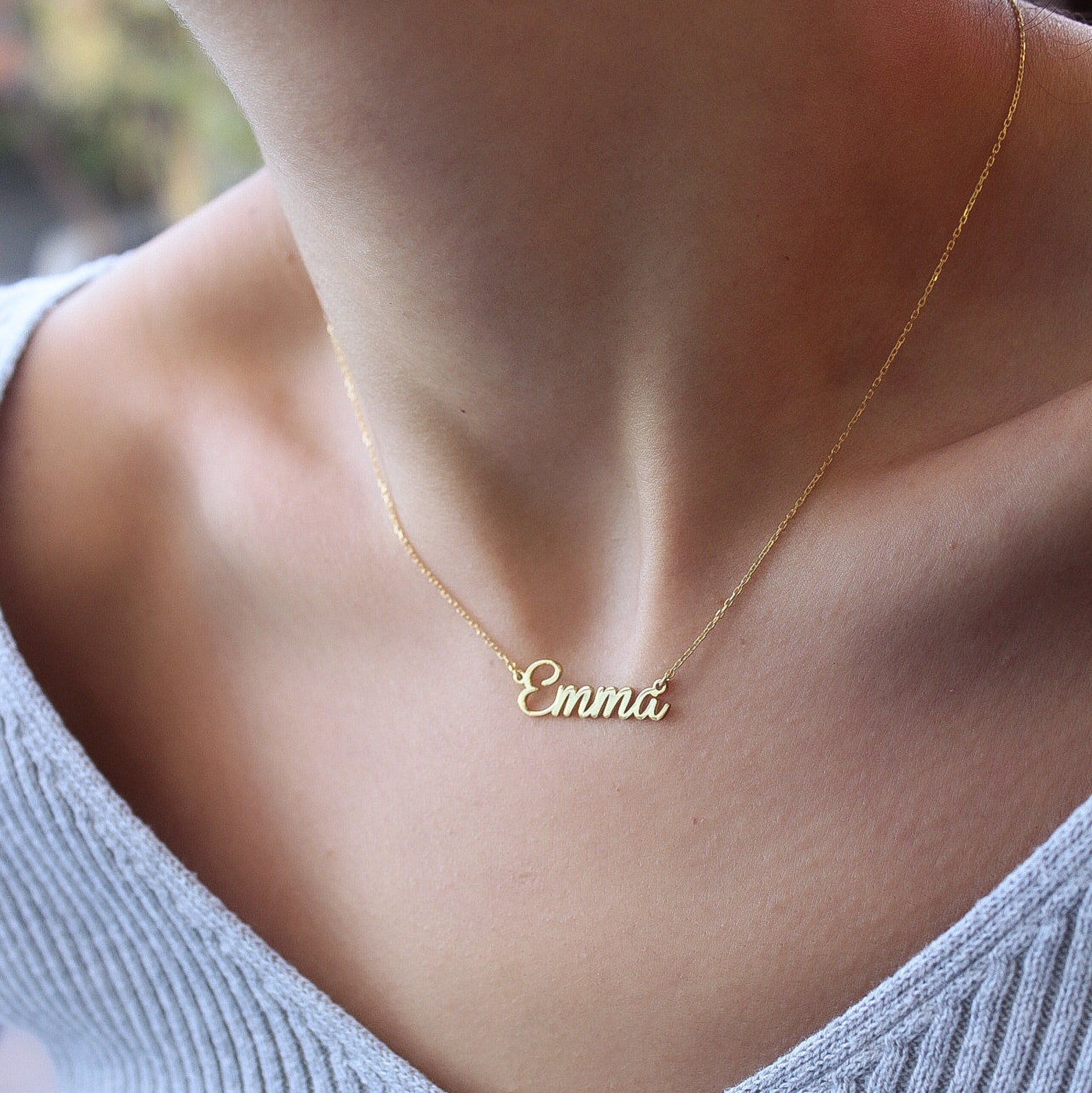 14K Solid Gold Name Necklacereal Gold Name Necklacename Etsy