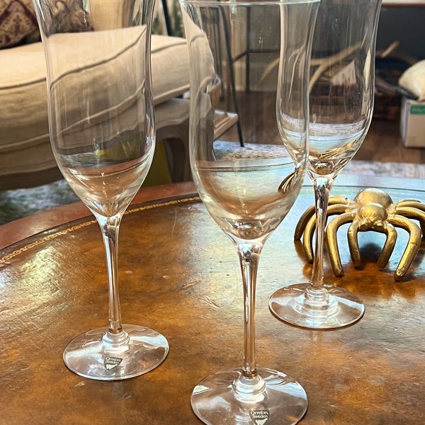 Vintage Orrefors Sweden Fine Crystal Set of 2 Wine Glasses –Blanche by Gunnar Cyren for Bareware and Dining