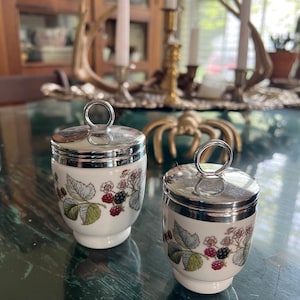 Vintage Royal Worcester Egg Coddlers: Fine Bone China Set of Two