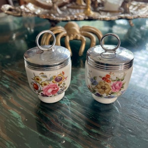 Vintage Royal Worcester Flower Egg Coddlers - Fine Bone China Set of 2