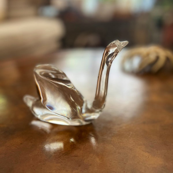 Rare Antique Baccarat Crystal Swan Paperweight or Home Decor for the Cystal Connoisseur!