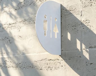 Double-Sided Restroom Arrow, Modern Toilet Sign, Industrial Home Decor