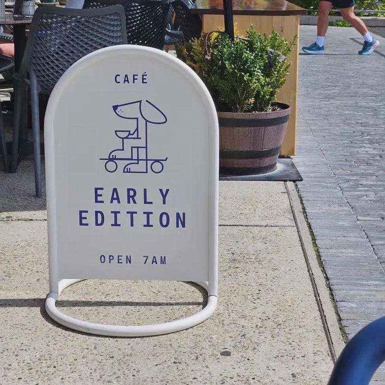 Double-Sided Metal Menu Board Outdoor A-Frame Sign for Restaurant Cafe Business Weatherproof Powder-Coated Steel Signage Customizable Panel image 3