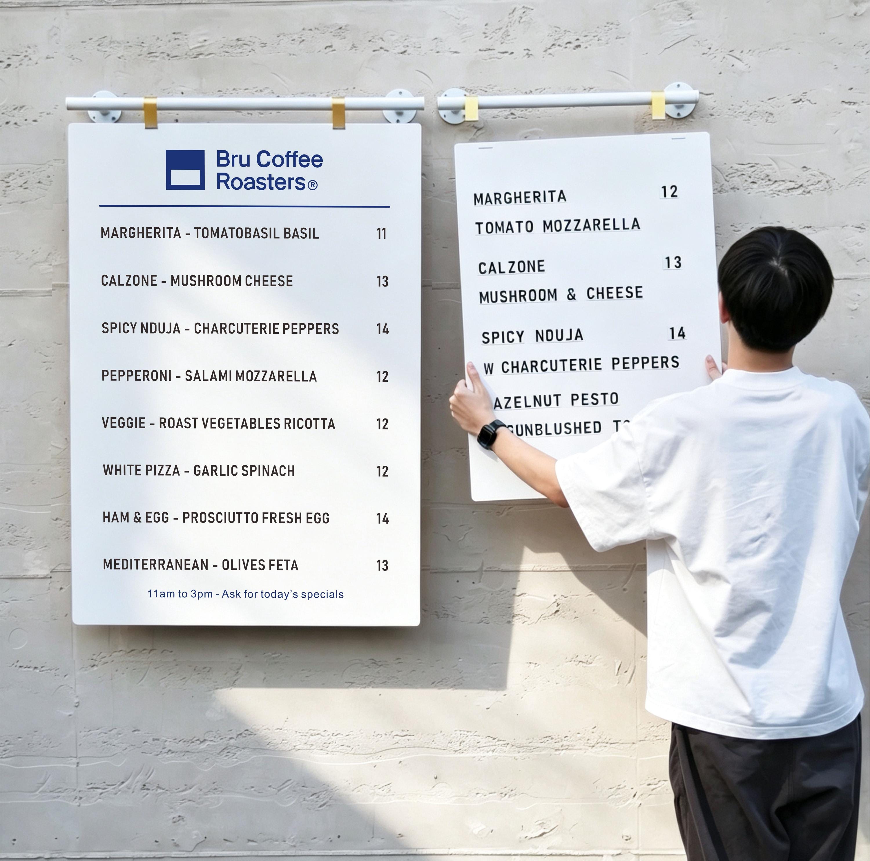Metal Wallmounted Menu Board for Cafes and Restaurants