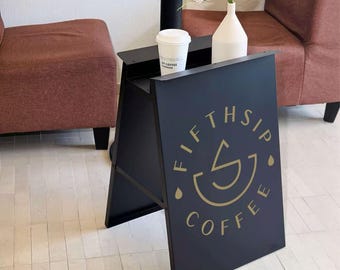 Double Sided Custom Metal A‑Frame Sign, Personalized Sidewalk Street Sign, Heavy‑Duty Outdoor A‑Board for Coffee Shop & Small Business