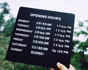 Changeable Magnetic Hour Plaque, Reusable DIY Opening Sign for Coffee Shop, Bakery & Bistro Decor