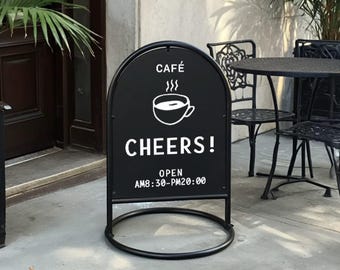 Double Sided Metal Menu Board, Outdoor A-Frame Sign with Chalkboards, Commercial Restaurant Sign, Weatherproof Menu Sign, Heavy Duty
