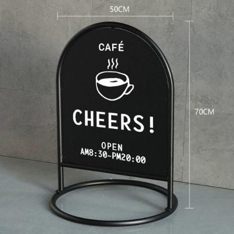 Double-Sided Metal Menu Board Outdoor A-Frame Sign for Restaurant Cafe Business Weatherproof Powder-Coated Steel Signage Customizable Panel image 9