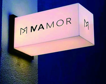 White Lightbox Sign,Rectangle Shop Name Signage,Acrylic Brand Sign,Illuminated Commercial Billboard,Advertising Sign,Address Plaque