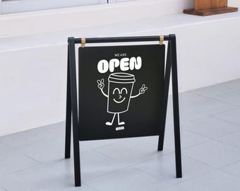 Premium Custom Metal Standing Floor Signage, Personalized Business Walkway Display Stand, Rustproof Outdoor Advertising Board for Restaurant