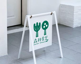 Premium Custom Metal Standing Floor Signage, Personalized Business Walkway Display Stand, Rustproof Outdoor Advertising Board for Restaurant