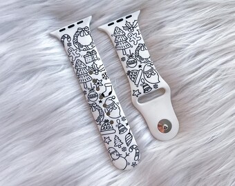 DIGITAL DOWNLOAD Christmas tree holiday, snowman, Watchband File, svg, watch Band Design, Laser Engraved, Laser Ready File, Glowforge Ready