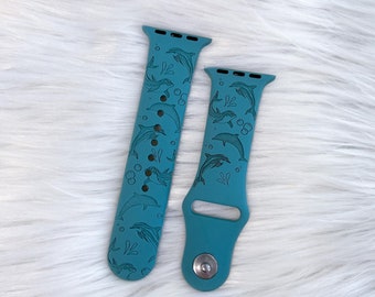 DIGITAL DOWNLOAD Dolphin, water splash pattern Watchband File, svg, watch Band Design, Laser Engraved, Laser Ready File, Glowforge