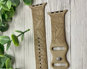 DIGITAL DOWNLOAD Leaf, leaves Watchband File, svg, watch Band Design, Laser Engraved, Laser Ready File, Glowforge Ready