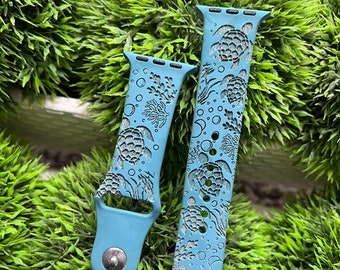 DIGITAL DOWNLOAD Sea Turtle Ocean pattern Watchband File, svg, watch Band Design, Laser Engraved, Laser Ready File, Glowforge Ready