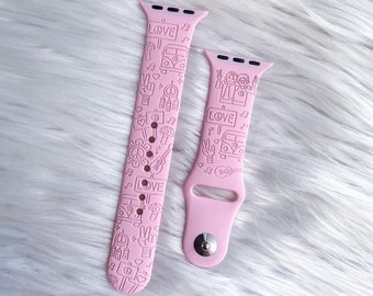 DIGITAL NEDLADDNING 60-/70-tals Peace Groovy-mönster Klockarmbandsfil, svg, klockarmbandsdesign, lasergraverad, laserklar fil, Glowforge-klar