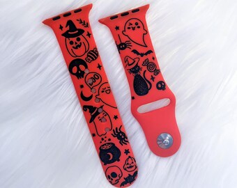 DIGITAL DOWNLOAD Cute Halloween Ghost Watchband File, svg, watch Band Design, Laser Engraved, Laser Ready File, Glowforge Ready