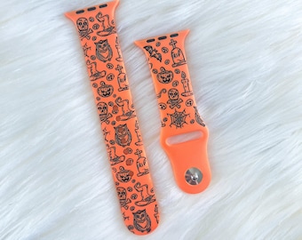 DIGITAL DOWNLOAD Spooky Halloween Watchband File, svg, watch Band Design, Laser Engraved, Laser Ready File, Glowforge Ready