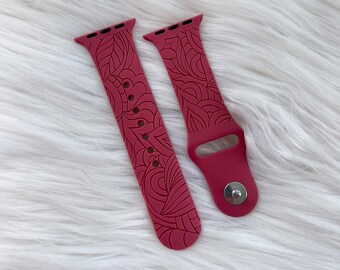 DIGITAL DOWNLOAD Heart Swirl Pattern Watchband File, svg, watch Band Design, Laser Engraved, Laser Ready File, Glowforge Ready