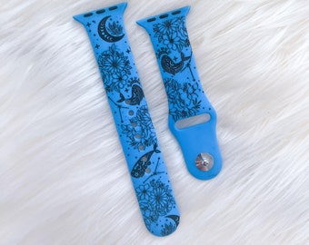 DIGITAL DOWNLOAD Celestial Whale ocean pattern Watchband File, svg, watch Band Design, Laser Engraved, Laser Ready File, Glowforge Ready