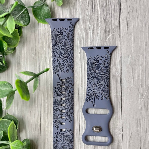 DIGITAL DOWNLOAD Floral Stripe, boho pattern Watchband File, svg, watch Band Design, Laser Engraved, Laser Ready File, Glowforge Ready