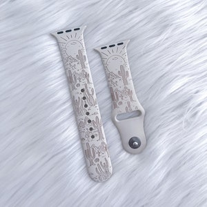 DIGITALE DOWNLOAD Desert Cactus Mountain Landscape Watchband File, svg, watch Band Design, Laser gegraveerd, Laser Ready File, Glowforge Ready