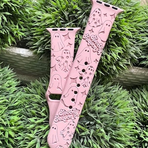 TÉLÉCHARGEMENT NUMÉRIQUE Spooky Season Cute Halloween Ghost Watchband File, svg, watch Band Design, Laser Engraved, Laser Ready File, Glowforge