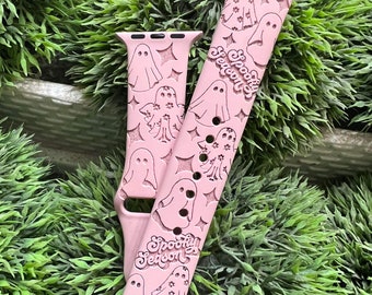 DIGITAL DOWNLOAD Spooky Season Cute Halloween Ghost Watchband File, svg, watch Band Design, Laser Engraved, Laser Ready File, Glowforge