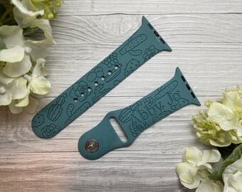 DIGITAL DOWNLOAD Succulente, Cactus Plant Mom Watchband File, svg, watch Band Design, Laser Engraved, Glowforge Laser Ready File