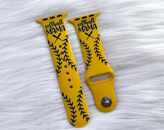 DIGITAL DOWNLOAD Softball mama mom pattern Watchband File, svg, watch Band Design, Laser Engraved, Laser Ready File, Glowforge Ready