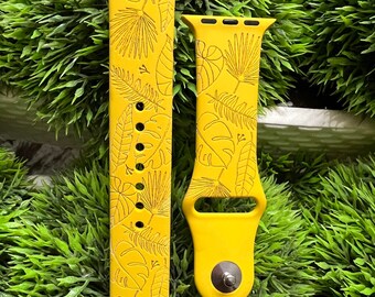 DIGITAL DOWNLOAD Tropical floral leaf plant pattern Watchband File, svg, watch Band Design, Laser Engraved, Laser Ready File, Glowforge