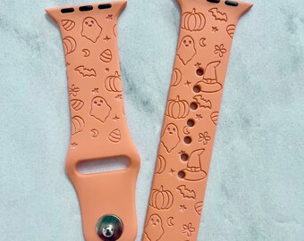 DIGITAL DOWNLOAD Cute Halloween, spooky, ghost Watchband File, svg, watch Band Design, Laser Engraved, Laser Ready File, Glowforge Ready