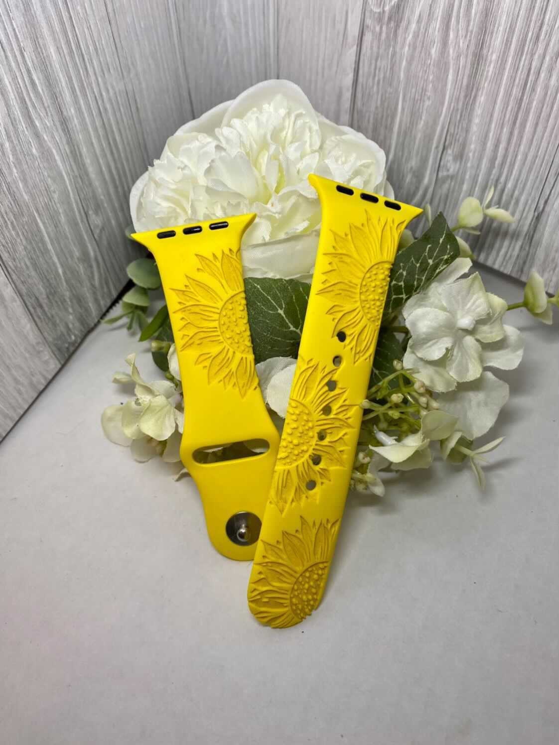 DIGITAL DOWNLOAD Floral, sunflower Watchband File, svg, watch Band Design, Laser Engraved, Laser Ready File, Glowforge Ready