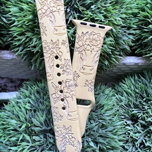 DIGITALER DOWNLOAD Blumen Milchkuh Armband Datei, svg, Uhrenarmband Design, Laser graviert, Laser Ready File, Glowforge Ready