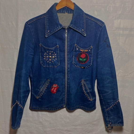 Vintage Hand Studded & Patched Denim Jacket