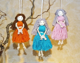 Elf, fairy, angel made of wool / wool decorative doll / macrame angel colorful