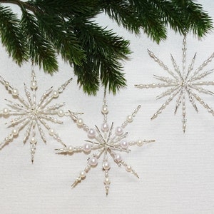 Large pearl stars white / poinsettias / Christmas tree decorations / snowflakes