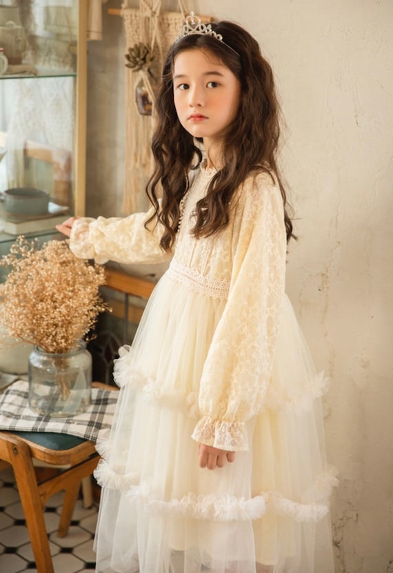 Girls cream party best sale dress