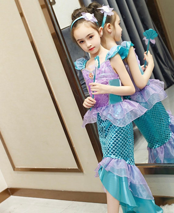 Comprar Disfraz de sirena para niñas, vestido para niños, traje de