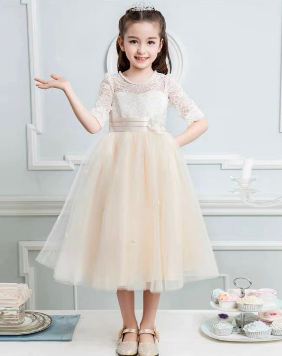 2023 White Flower Girl Dresses Girls Weddings First Communion Pagent Party  Gown | eBay