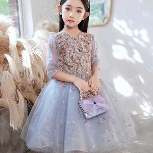 UK Flower Girls Formal Layered Wedding Dresses Bridesmaid Party Dress Age  2-16Y