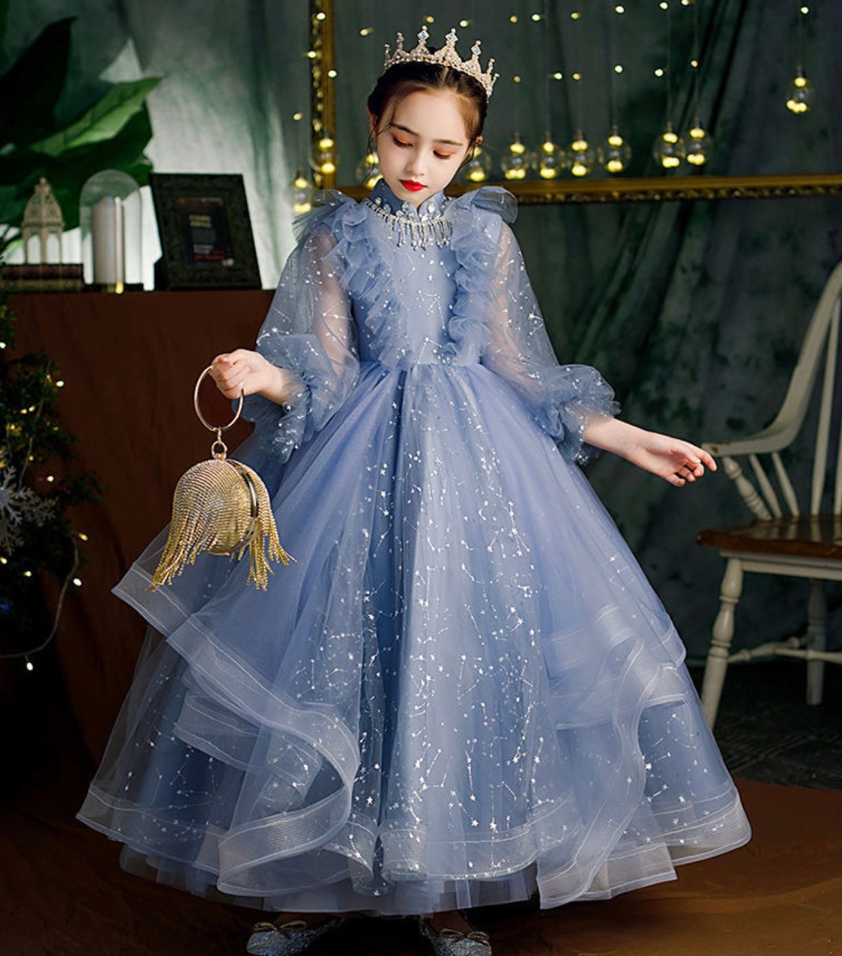 Robe de princesse Cendrillon pour filles - FINDPITAYA - Bleu - Disney  Princesses
